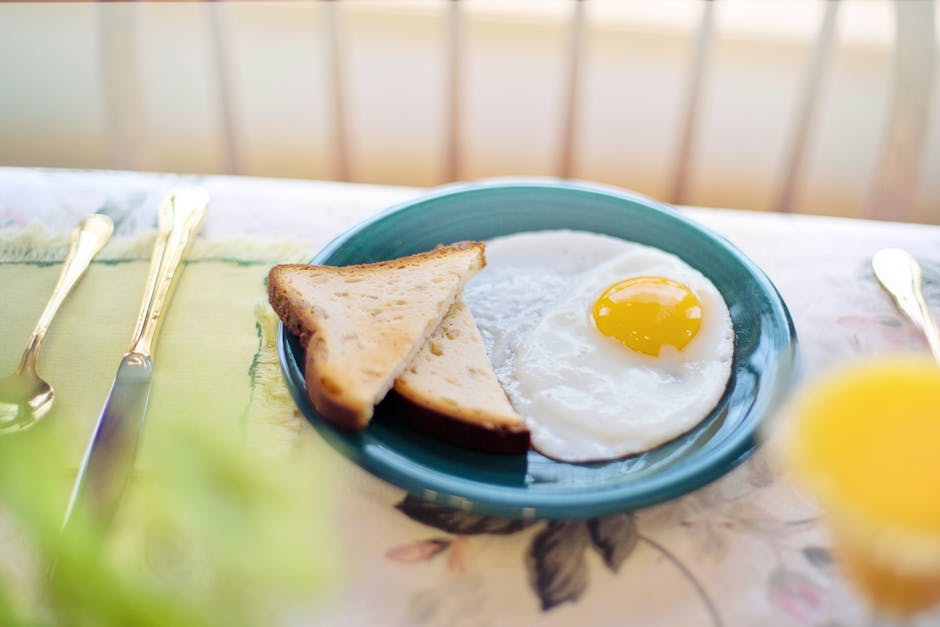 Classic breakfast with toast and eggs