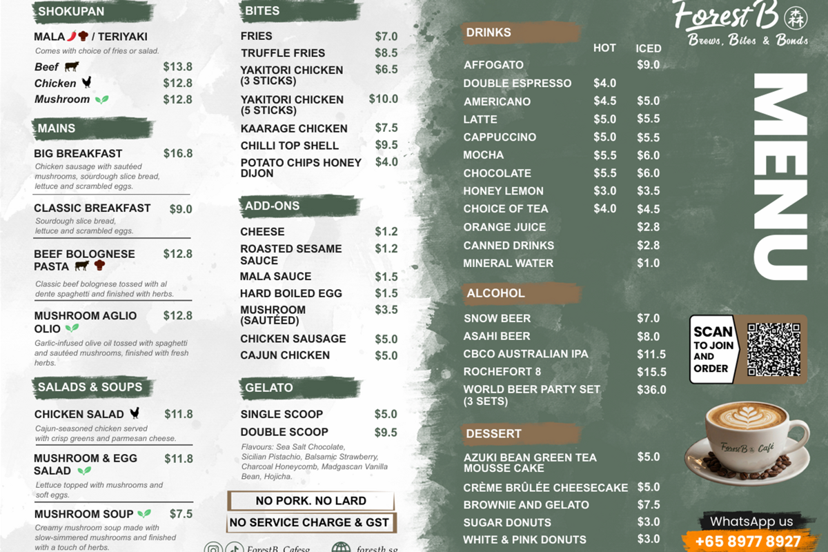 Forest B full menu